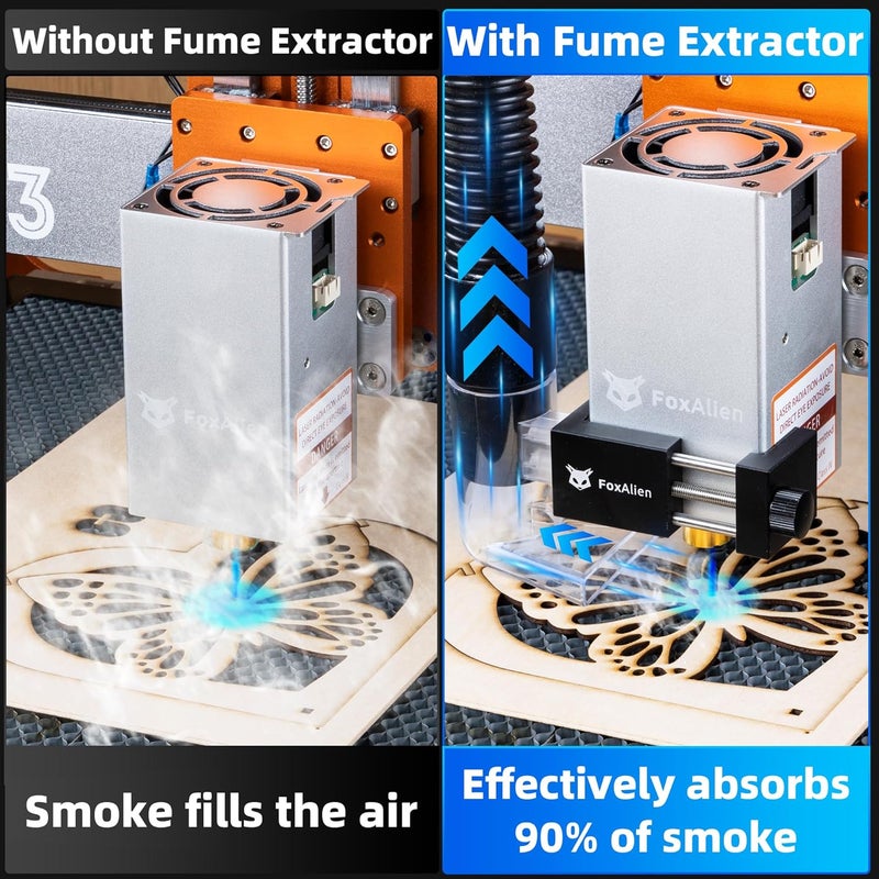 FoxAlien Smoke Fume Extractor for CNC Engraving Machines, Compatiable with HFS-800 Dust Collector - Image 2